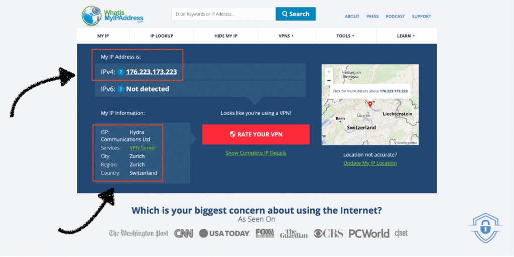 My IP change control on whatismyipaddress.com