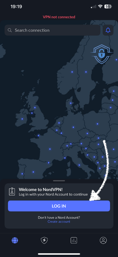 Log in at your VPN on your mobile