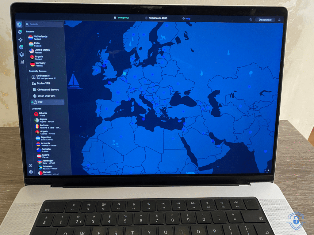 NordVPN app on my laptop